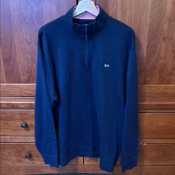 Men's Navy Quarter Zip Sweater - Picture 1 of 4